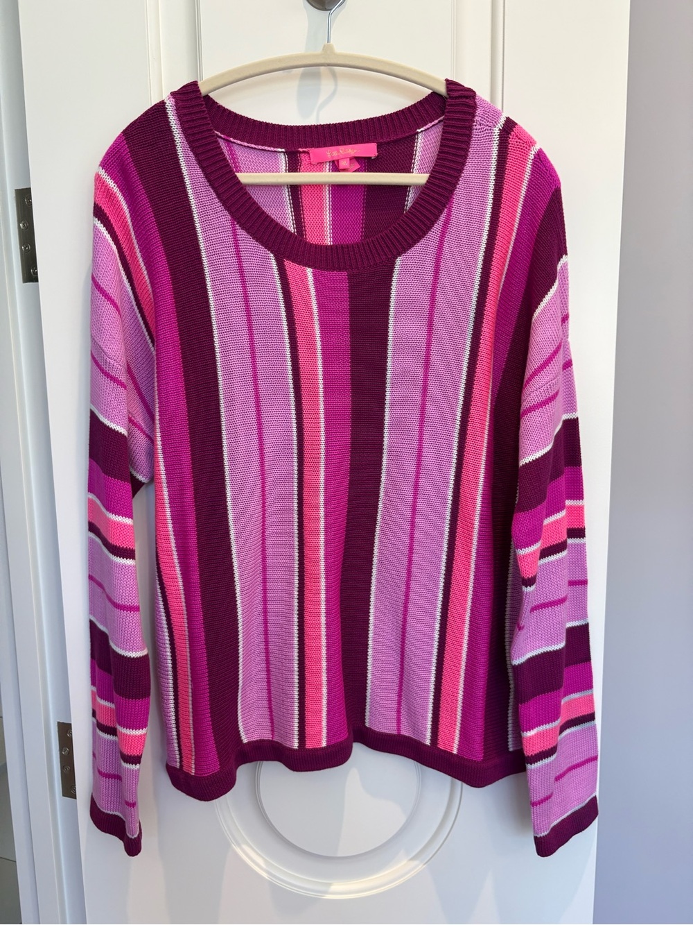 Lilly Pulitzer Multistripe Crewneck Sweater in Pink & Magenta
